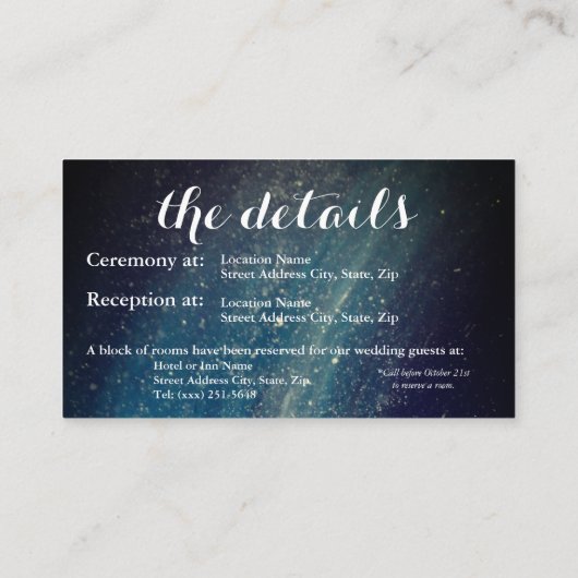 Sterrennacht Galaxy Website Enclosure Kaart (Achterkant)