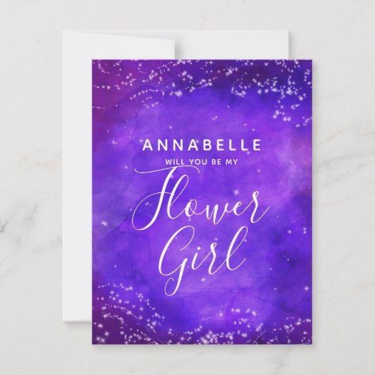 Sterrennacht Galaxy zul je mijn Bloemenmeisje zijn Kaart (Voorkant)