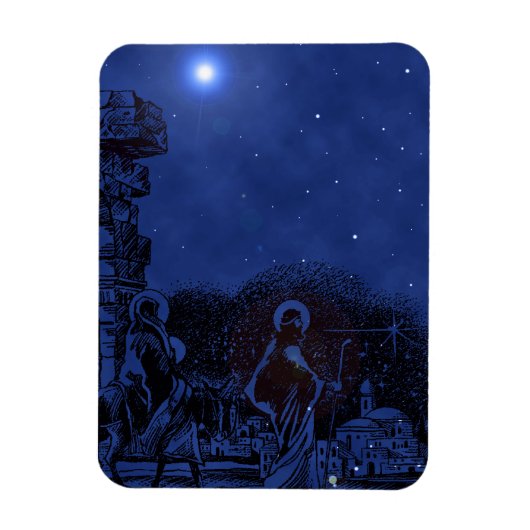 Sterrennacht Geboorte Scène Magneet (Verticaal)