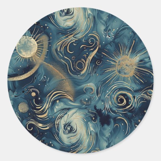 Sterrennacht geïnspireerde aangepaste hemelse Stic Ronde Sticker (Voorkant)