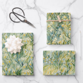 Sterrennacht-geïnspireerde Floral Paint Textured-s Inpakpapier Vel