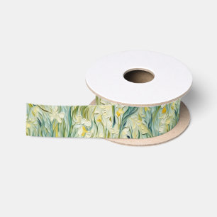 Sterrennacht-geïnspireerde Floral Paint Textured-s Satijnen Lint