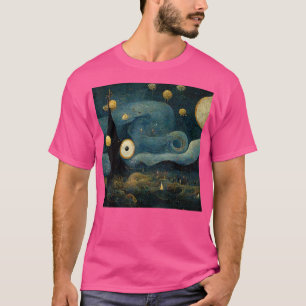 Sterrennacht gemengd met Hieronymus Bosch T-Shirt