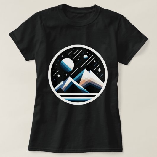 Sterrennacht Geometric Mountains Hedendaagse kunst T-shirt (Design voorkant)