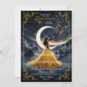 Sterrennacht Gold Quinceañera Uitnodiging (Voorkant)