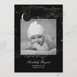 Sterrennacht Gold Stars Newborn Baby Foto geboorte Aankondiging