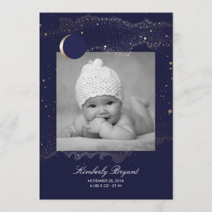 Sterrennacht Gold Stars Newborn Baby Foto geboorte Aankondiging