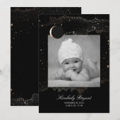 Sterrennacht Gold Stars Pasgeboren Baby Foto Geboo Aankondiging (Voorkant / Achterkant)