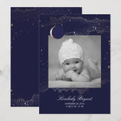 Sterrennacht Gold Stars Pasgeboren Baby Foto Geboo Aankondiging (Voorkant / Achterkant)