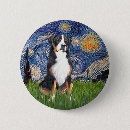 Sterrennacht-Greater Swiss Mountain Dog Ronde Button 5,7 Cm (Voorkant)