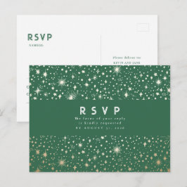 Sterrennacht Groene en Gouden Huwelijk RSVP Briefkaart