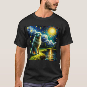 Sterrennacht Grote Pyreneeën Hond Van Gogh Lover T-shirt