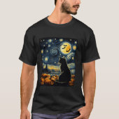 Sterrennacht Halloween Kostuum Zwarte Kat Pompoene T-shirt (Voorkant)