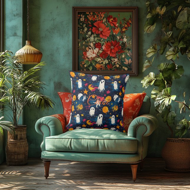 Sterrennacht Halloween kussen met speelse geesten (Creator heeft geüpload)