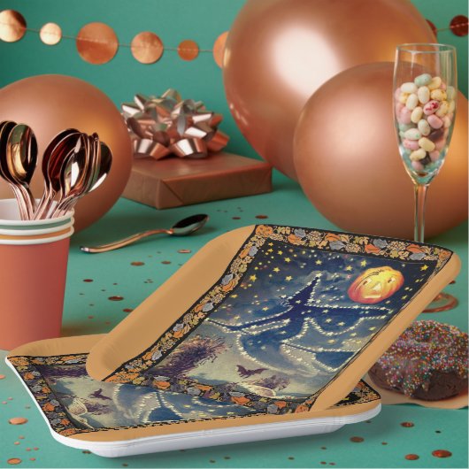 Sterrennacht Halloween Papieren Bordje (Multi)