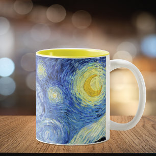 Sterrennacht Halvemaan Van Gogh Tweekleurige Koffiemok