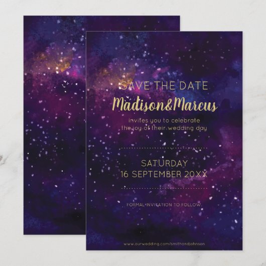 Sterrennacht Hemel Watercolor Bruiloft (Voorkant / Achterkant)