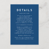 Sterrennacht hemelblauw bruiloft details informatiekaartje (Voorkant)