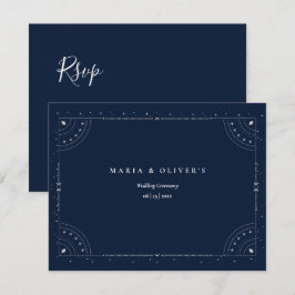 Sterrennacht Hemelse Trouw Navyblauw Elegant RSVP Kaartje