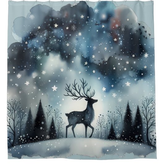 Sterrennacht Hert Douchegordijn (Voorkant)