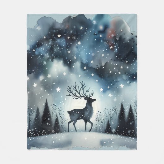 Sterrennacht Hert Fleece Deken (Voorkant)