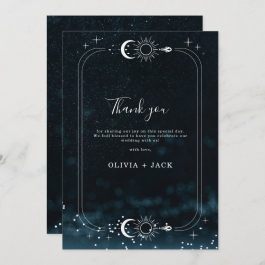Sterrennacht Huwelijk Celestial Dank u kaart (Voorkant / Achterkant)