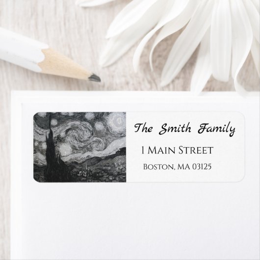 Sterrennacht I Vincent van Gogh Retouradres Etiket (Insitu)