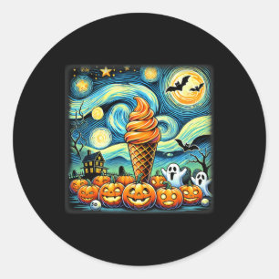 Sterrennacht Ice Cream Cone Halloween Ronde Sticker
