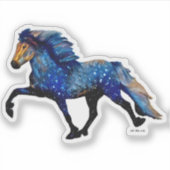Sterrennacht IJslands paard Sticker (Voorkant)