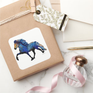 Sterrennacht IJslands paard Vierkante Sticker
