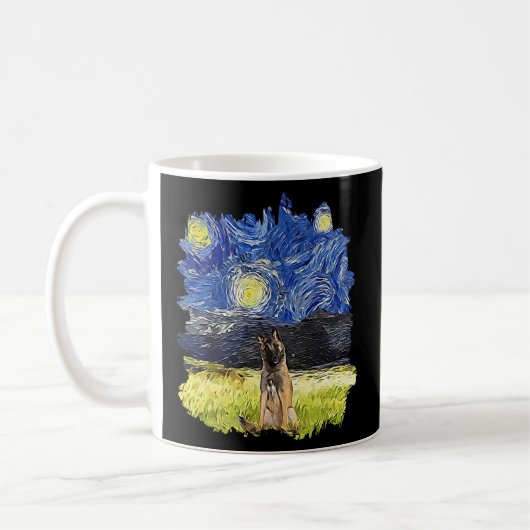 Sterrennacht impressionist - Dog Belgian Tervuren Koffiemok (Links)