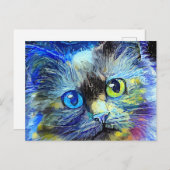 Sterrennacht Impressionist Tabby Cat Portrait Briefkaart (Voorkant / Achterkant)