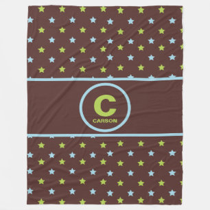 Sterrennacht in bruin blauw en groen met naam fleece deken