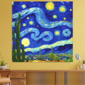 Sterrennacht in de woestijn Van Gogh Stijl Canvas Afdruk (Insitu (Woonkamer))