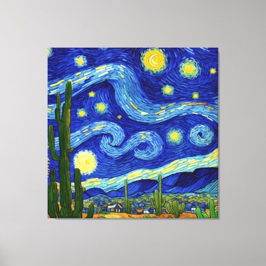 Sterrennacht in de woestijn Van Gogh Stijl Canvas Afdruk (Voorkant)
