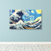 "Sterrennacht in Famous Waves" Canvasprint met b Canvas Afdruk (Insitu (Houten vloer))