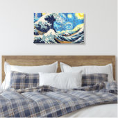 "Sterrennacht in Famous Waves" Canvasprint met b Canvas Afdruk (Insitu (Slaapkamer))