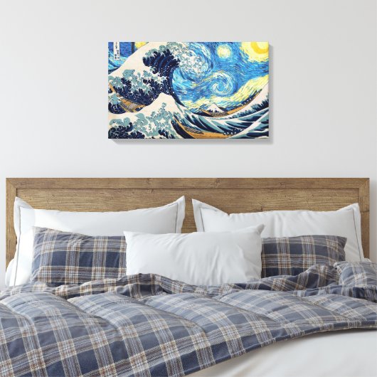 "Sterrennacht in Famous Waves" Canvasprint met b Canvas Afdruk (Insitu (Slaapkamer))