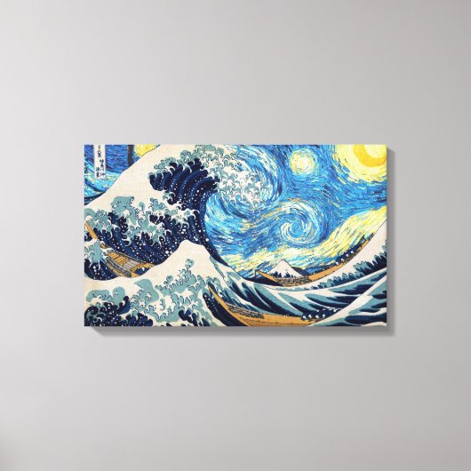 "Sterrennacht in Famous Waves" Canvasprint met b Canvas Afdruk (Voorkant)