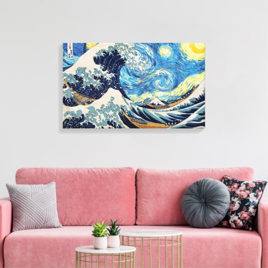 "Sterrennacht in Famous Waves" Canvasprint met b Canvas Afdruk (Insitu (Woonkamer))