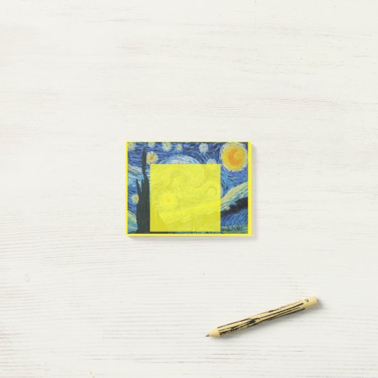 Sterrennacht in Gele Post-it Post-it® Notes (Op bureau)