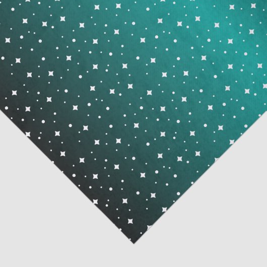 Sterrennacht in het Blauwgroen Shiny Tissuepapier (Detail)