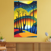 Sterrennacht in het Psychedelic Forest Canvas Afdruk (Insitu (Woonkamer))