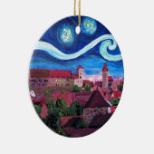 Sterrennacht in Neurenberg Duitsland met Castle Keramisch Ornament (Rechts)