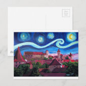 Sterrennacht in Neurenberg Duitsland met kasteel Briefkaart (Voorkant / Achterkant)