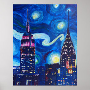 Sterrennacht in New York - Van Gogh Inspiraties Poster