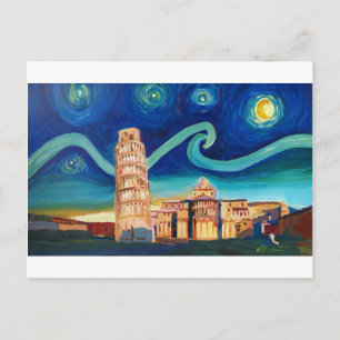 Sterrennacht in Pisa met Leaning Tower Briefkaart