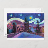 Sterrennacht in Praag met Carlsbridge Briefkaart (Voorkant / Achterkant)