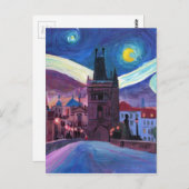Sterrennacht in Praag met Carlsbridge Briefkaart (Voorkant / Achterkant)