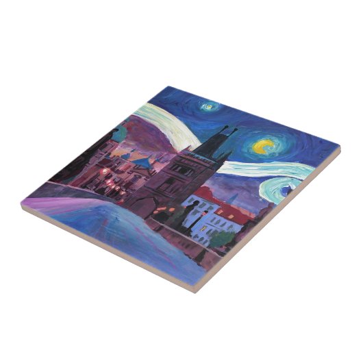 Sterrennacht in Praag met Carlsbridge Tegeltje (Zijkant)